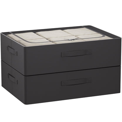CYhom Under Bed Storage Bins Frame Storage Box Oxford Fabric Sturdy Underbed Container Foldable Stackable Large Capacity Clothes Organizer