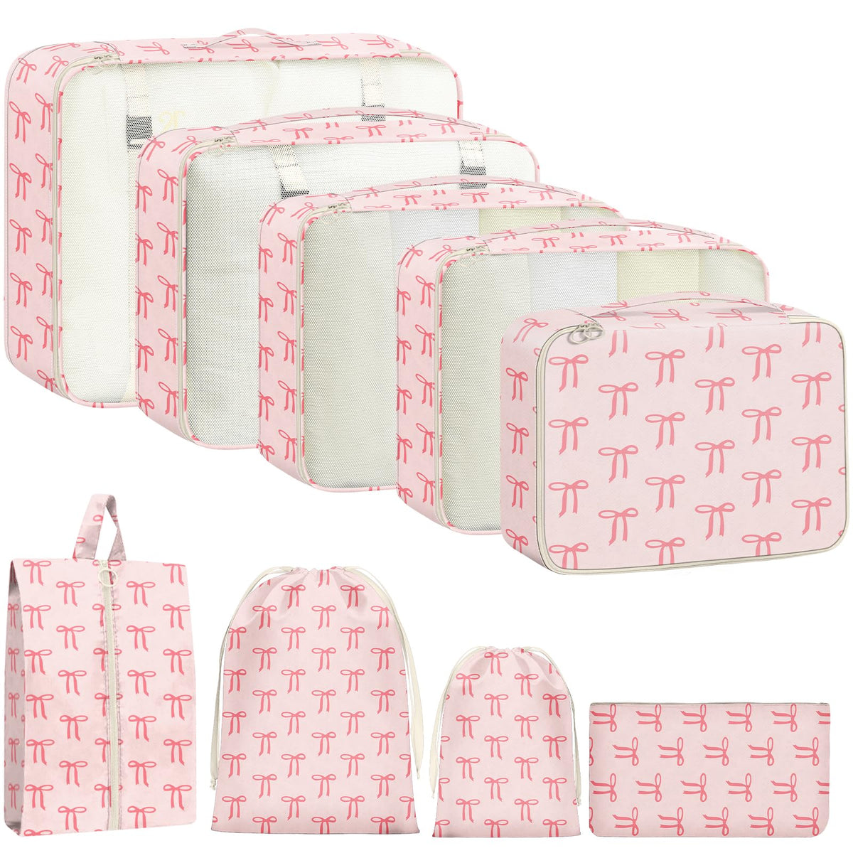 9 Set Packing Cubes for Travel Essentials - Lightweight Carry-On Luggage Organizer Bags with Shoe, Clothes & Laundry Bags for Airplane, Family & Business Travel, Leopard print