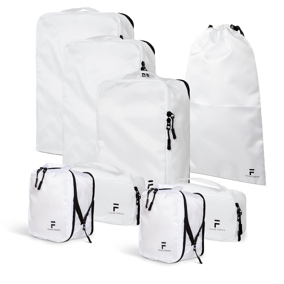 8 Piece Compression Packing Cubes Set - Double Capacity Design for Travel - Small, Medium & Large Sizes - Carry-On Suitcase Organizer Bags (Black)