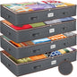 ZOBER Under Bed Storage Bags, Underbed Storage Containers, Gray, 90L 4-Pack