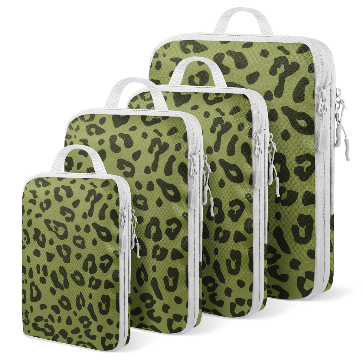 4 Set Compression Packing Cubes For Travel Bags Organizer For Luggage Suitcase Organizer, Compression Bags For Travel Accessories Luggage Storage Set (4 Pcs, Pink Leoparda)