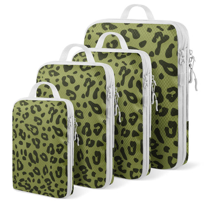 4 Set Compression Packing Cubes For Travel Bags Organizer For Luggage Suitcase Organizer, Compression Bags For Travel Accessories Luggage Storage Set (4 Pcs, Pink Leoparda)