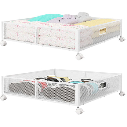 PHINOX Under Bed Storage Container with wheels,Patterned,Metal,2 Pack,Black