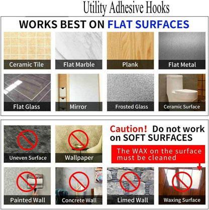 Jwxstore 24 Pack Adhesive Wall Hooks Clear 33LB Heavy Duty Sticky Hooks