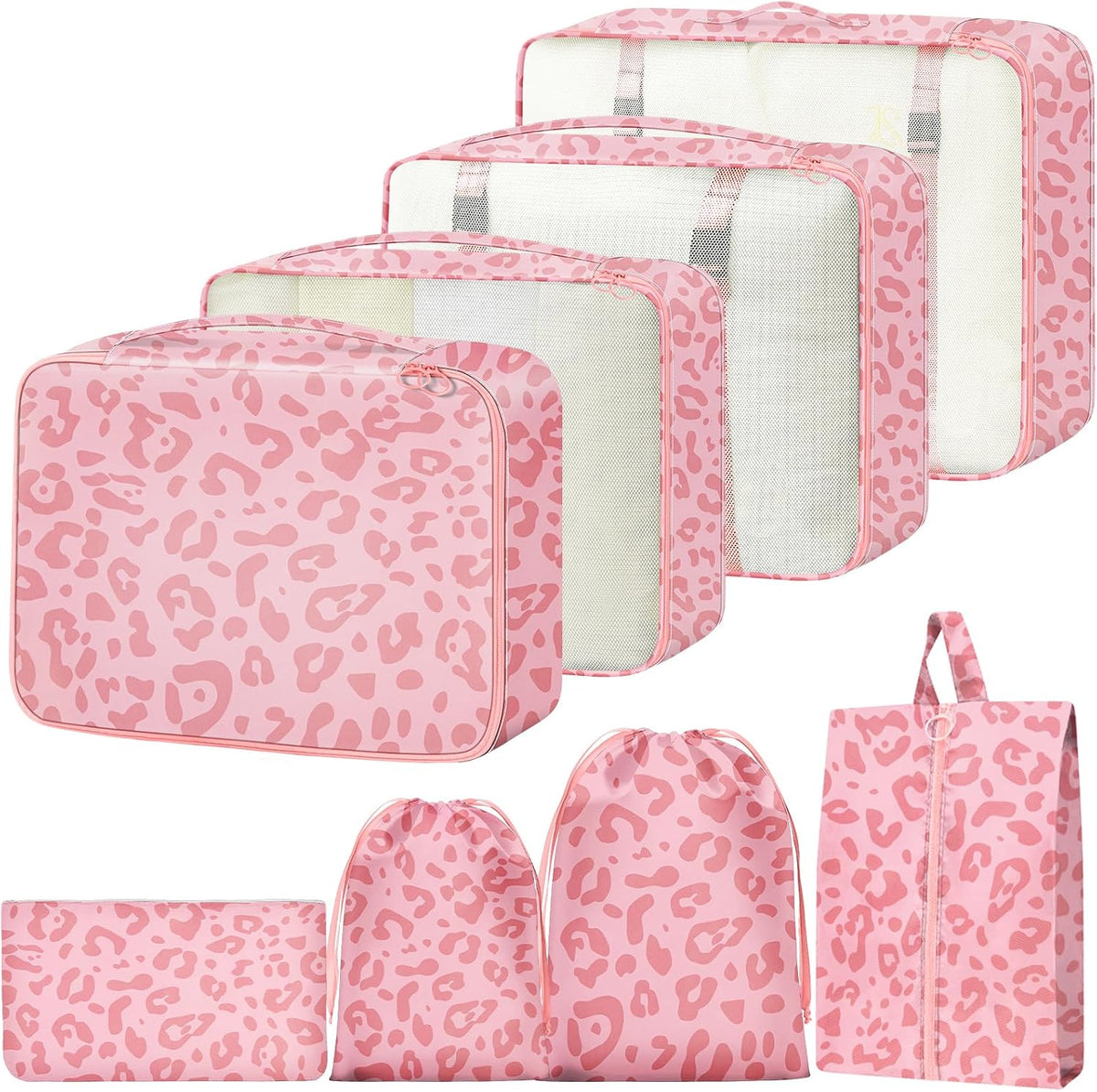 Packing Cubes for Travel - 8 Set Luggage Organizer Bags for Family, Mesh Breathable Packing Cubes for Suitcases Durable Travel Essentials Bags Set