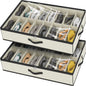 homyfort Under Bed Shoe Storage Organizer for Closet Fits 24 Pairs-Sturdy Underbed Shoe Storage Box Bins,Set of 2 (Linen-like Black)