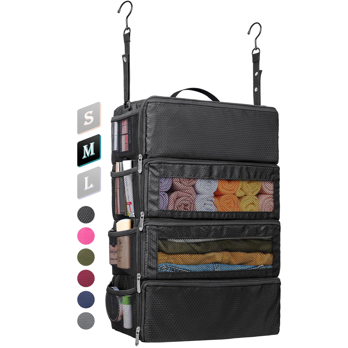 Suitcase Organizer, Hanging Travel Luggage Organizer Shelves Carry On Bag
