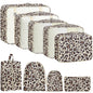 9 Set Packing Cubes for Travel Essentials - Lightweight Carry-On Luggage Organizer Bags with Shoe, Clothes & Laundry Bags for Airplane, Family & Business Travel, Leopard print