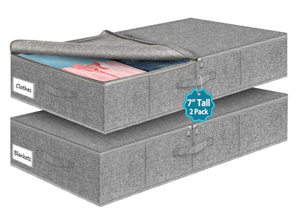 3-in Low Profile Under Bed Storage, No Structure, 2-Pack, Gray