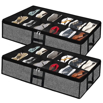 Under Bed Storage Organizer for Closet 2pc-24 Pairs Shoe Boxes