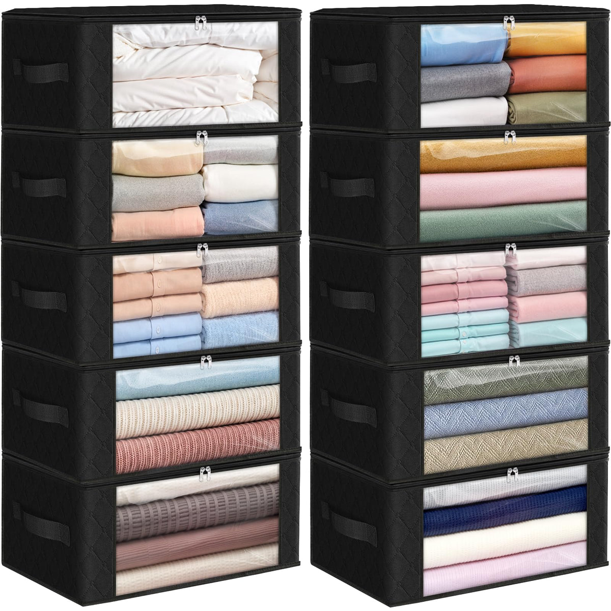 Fab totes 6 Pack Storage Bags for Clothes Blanket Storage Bins with Lids