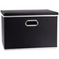 PRANDOM Large Collapsible Storage Bins with Lids [3-Pack] Linen/Cotton Blend Foldable Storage Boxes Organizer Containers Baskets Cube with Cover for Home Bedroom Closet Office Nursery(17.7x11.8x11.8)