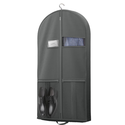 Lazebox 43" Travel Garment Bag with Accessories Zipper Pocket, Heavy Duty Suit Bag for Suits, Tuxedos, Dresses, Coats, Black, 1 pack