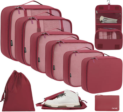 BAGAIL 6 Set/8 Set/10 Set Packing Cubes Various Sizes Packing Organizer for Travel Accessories Luggage Carry On Suitcase