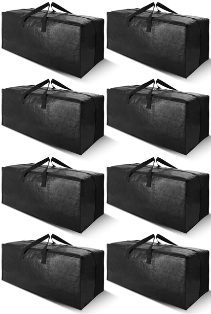 Cosy Family 8 Pack Heavy Duty Extra Large Moving Bags with Backpack Straps - Strong Handles & Zippers, Storage Totes For Space Saving, Fold Flat, Alternative to Moving Box (Set of 8, Blue)