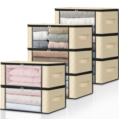 HomeHacks 3-Pack Clothes Organizer Storage Bags, 35L Storage Bins, Gray