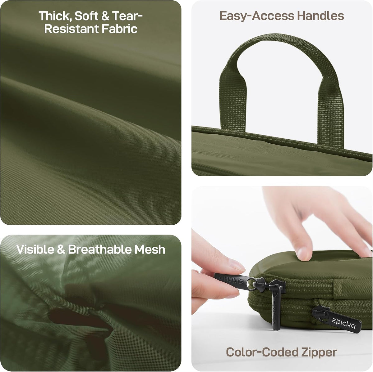 EPICKA TripCozy Compression Packing Cubes, 4 Set, Olive Green