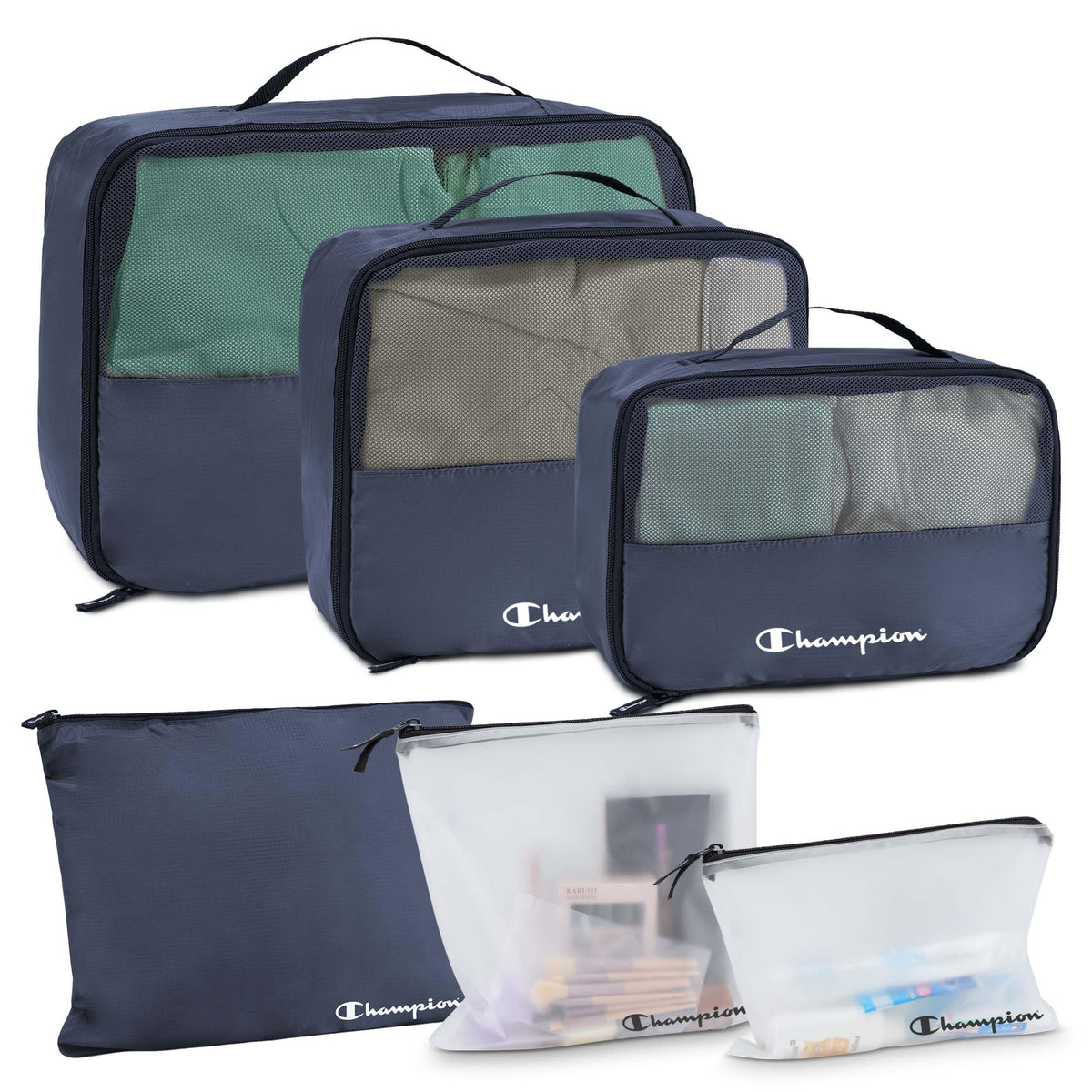 Champion Packing Cubes for Travel - 6 Piece Organizer Set, Carry-On Ready