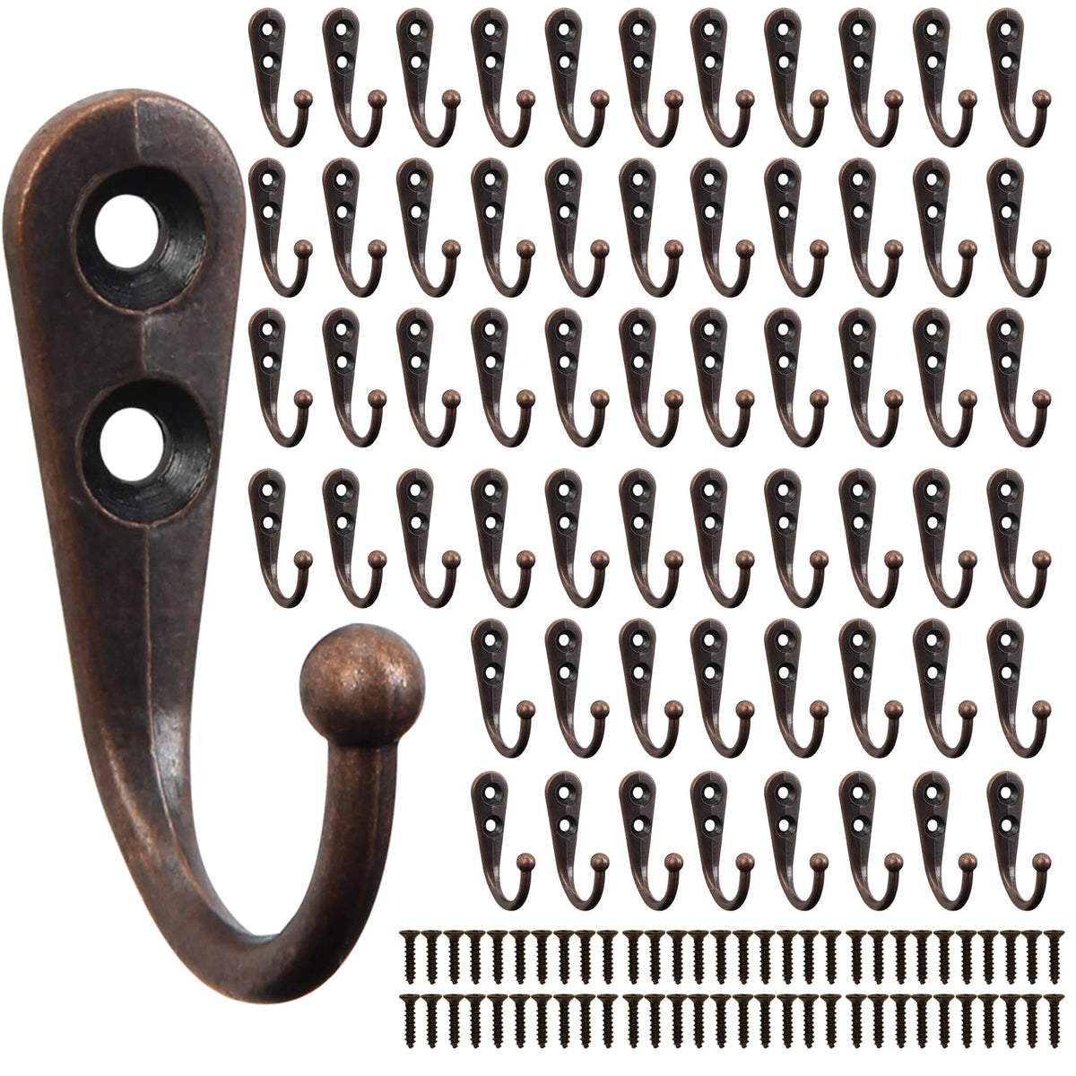 POZEAN Wall Hooks for Hanging, 40 Pack Black Small Coat Hooks with 80 Screws, Heavy Duty Single Prong Wall Hooks for Keys, Cups,Towels,Bag and More