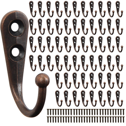 POZEAN Wall Hooks for Hanging, 40 Pack Black Small Coat Hooks with 80 Screws, Heavy Duty Single Prong Wall Hooks for Keys, Cups,Towels,Bag and More