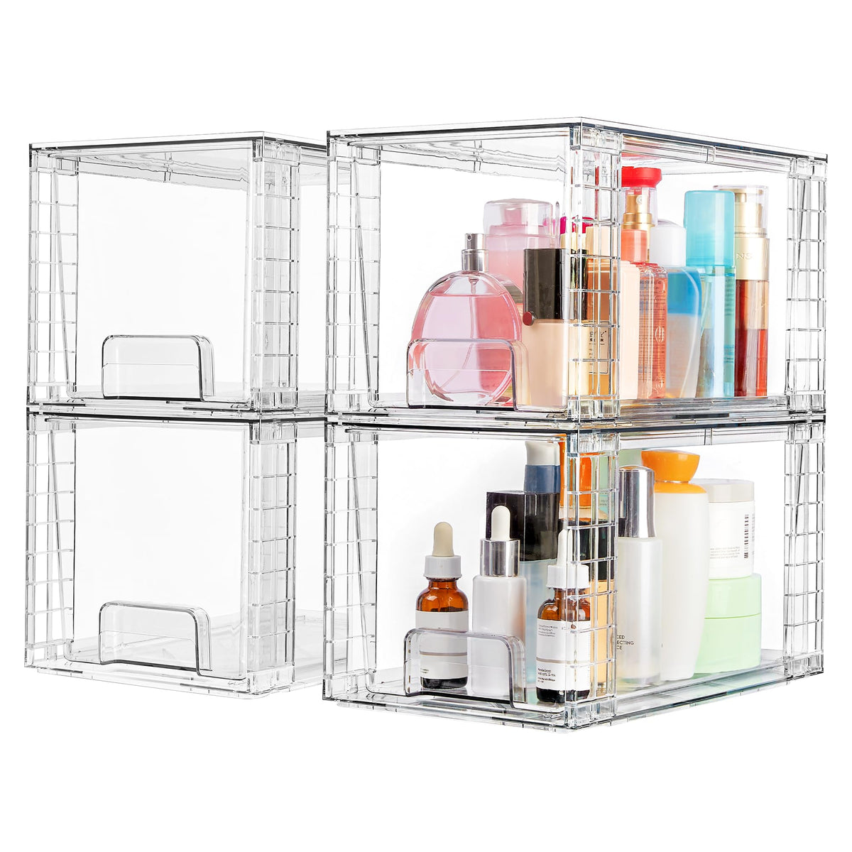 Vtopmart 2 Pack Large Clear Stackable Plastic Storage Drawers for Closet