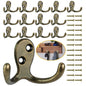 Homanu 14 Pack Black Coat Hooks Wall Mounted Double Prong with 28 Screws