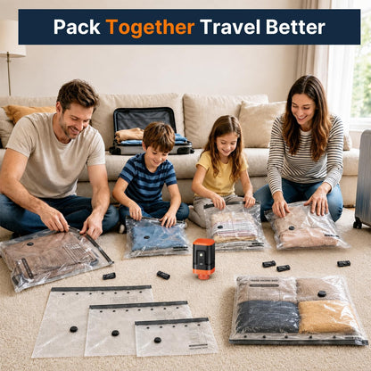 Travel Vacuum Bags with Rechargeable Pump: 4000mAh Portable Vacuum Sealer