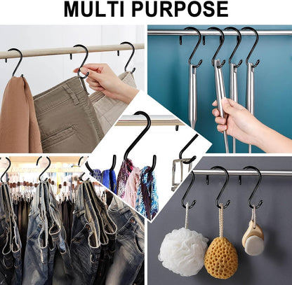 DINGEE 4 Inch 12 Pack S Hooks - Heavy Duty, Large Rubber Coated Black Non Slip Metal Hooks for Closet, Garden, Jeans, Plants, Jewelry, Pot, Pan, Cups, Towels