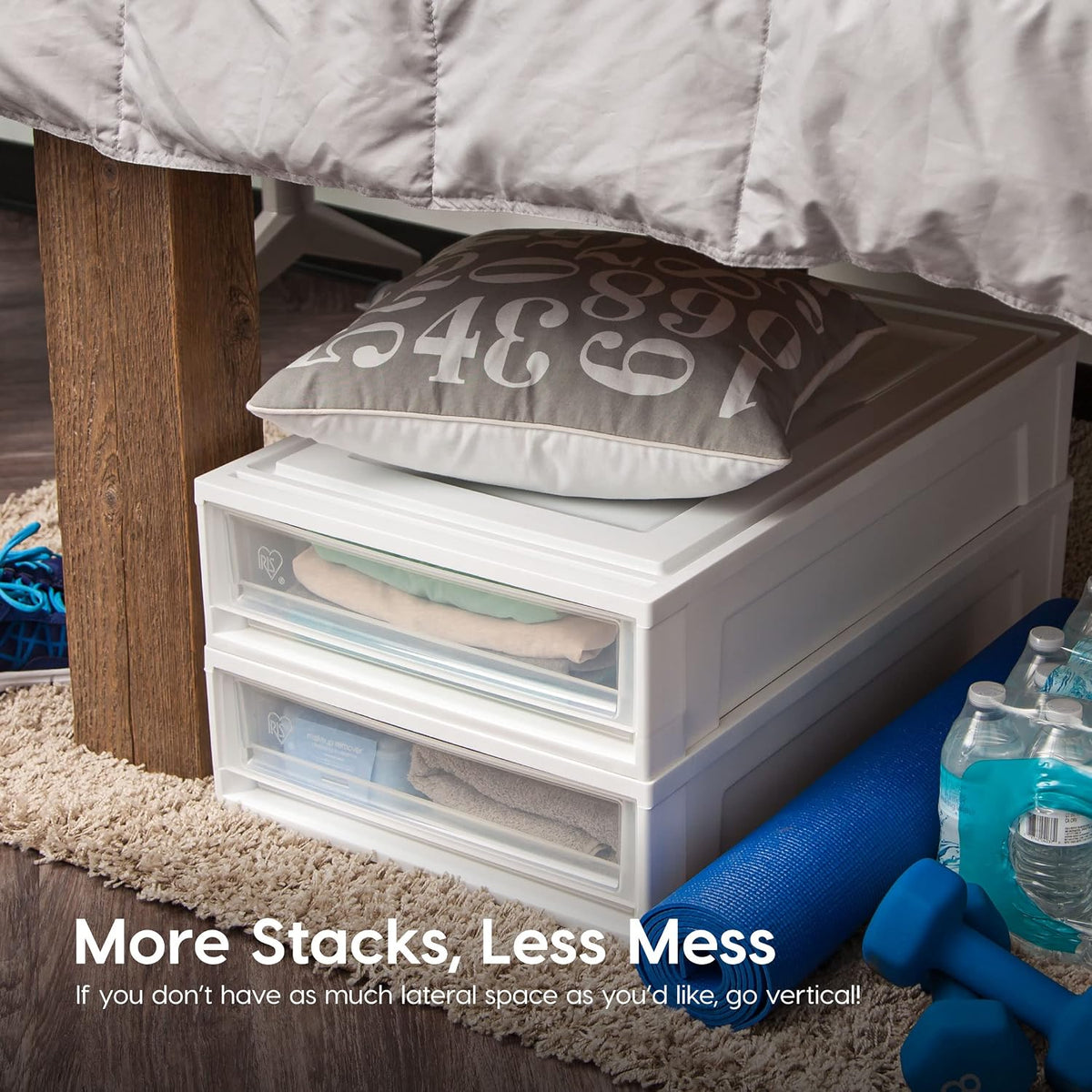 IRIS USA 4-Pack, 27 Qt. Under Bed Storage Bin with Sliding Drawers, White