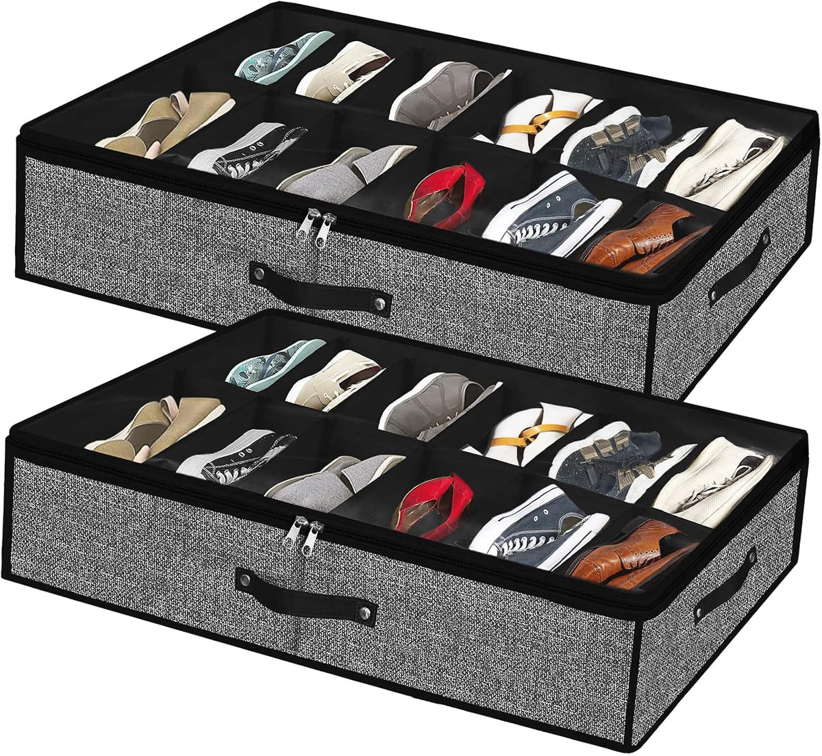 Under Bed Storage Organizer for Closet 2pc-24 Pairs Shoe Boxes