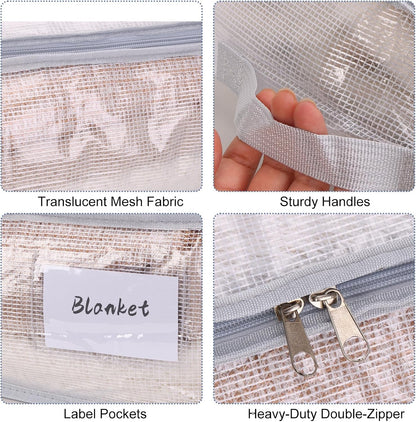 Under Bed Storage Containers 4 Pack 90L Mesh Clear for Blankets Clothes