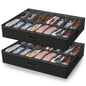 Under Bed Shoe Storage Organizer for Closet, 32 Pairs Sturdy Underbed Shoe Storage Boxes Bins Container Foldable Shoes Storage with Reinforced Handles & Clear Window for College Dorms Grey, Set of 2
