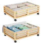 Wisuce 2 Packs Bamboo Under Bed Storage Organizer with Wheels White Small