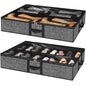 homyfort Under Bed Shoe Storage Organizer for Closet Fits 24 Pairs-Sturdy Underbed Shoe Storage Box Bins,Set of 2 (Linen-like Black)