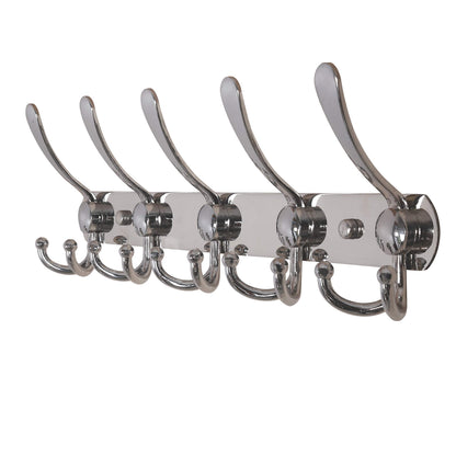 Dseap Coat Rack Wall Mounted - 5 Tri Hooks, Heavy Duty, Stainless Steel, Metal Coat Hook Rail for Coat Hat Towel Purse Robes Mudroom Bathroom Entryway (Black, 2 Packs)