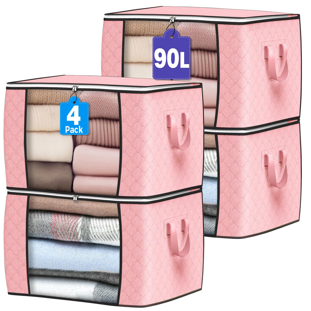 90L Large Storage Bags, 6 Pack Clothes Storage Bins Closet Organizers