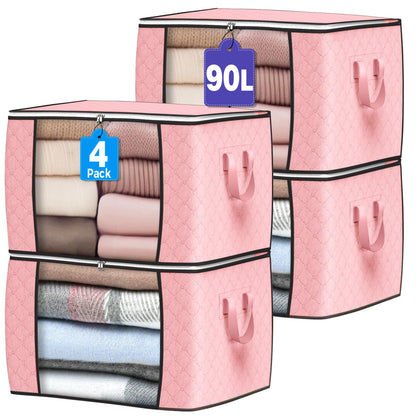 90L Large Storage Bags, 6 Pack Clothes Storage Bins Closet Organizers