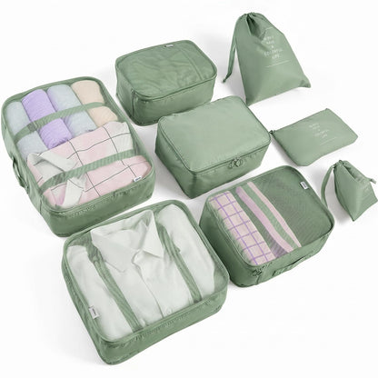 LANSKLBD 6/8 Set Packing Cubes for Suitcases Travel Luggage Packing Organizers,Travel Accessories Essentials Luggage Organizer with Shoe/Tioletry/Laundry Bag (Black, 6 set)