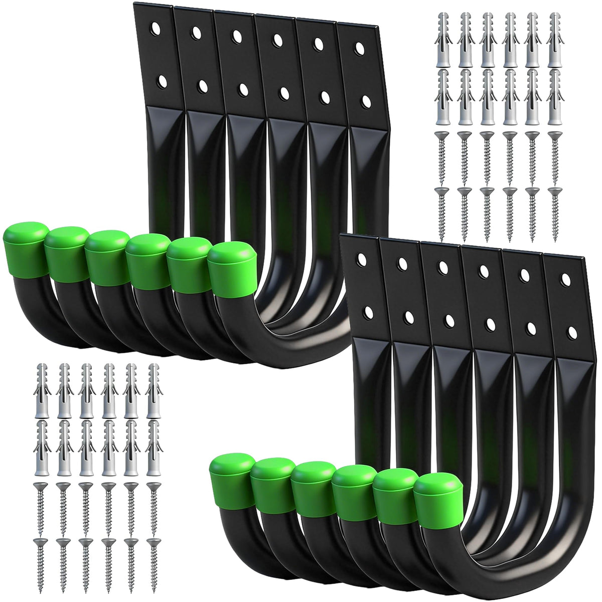 Heavy Duty Garage Storage Hooks, 12-piece Bike Hooks for Garage Wall, Utility Garage Hooks, Wall Mount J Hook for Hanging, Large Metal Storage Organizer Tool, Extension Cord Hanger