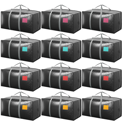 6 Pack Moving Bags Heavy Duty 210GSM with Full-Open Side Zipper, 93L 220lbs Waterproof Foldable Storage Totes for College Dorm Move-In, Moving Boxes Alternative & Home Organization, Blue