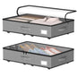 EE-RoomWorld Under Bed Storage with Wheels, No Assemble Required 5.5 inches height beige under bed storage bins,Low Profile Rolling Underbed Shoe Storage containers，dorm underbed storage drawers