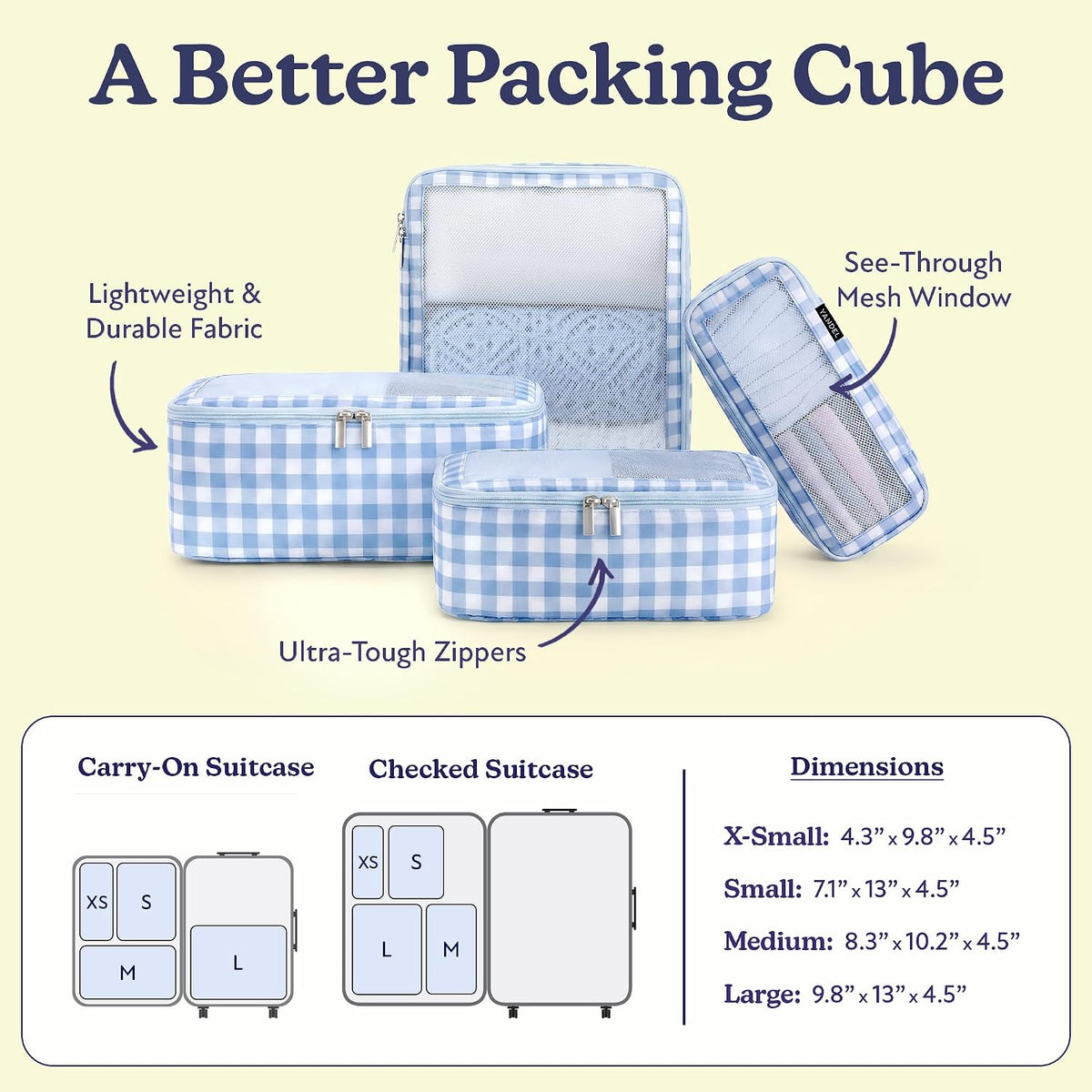 Vandel TSA-Friendly Packing Cubes for Carry On, Mesh Suitcase Organizer Bag