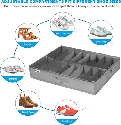 INAYA Under Bed Shoe Storage Organizer Set of 2, Fits up to 32 Pairs