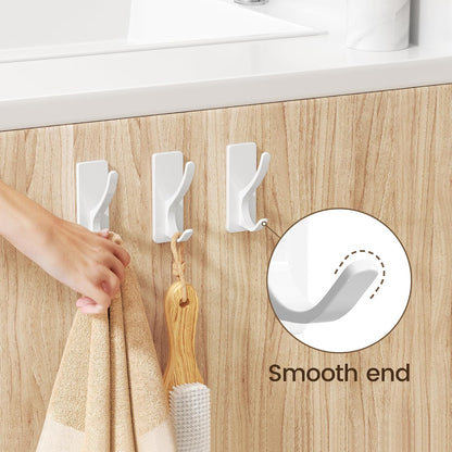 pickpiff White Self-Adhesive Hook, 13LB Hanger for Coat/Towel, 6 Pack