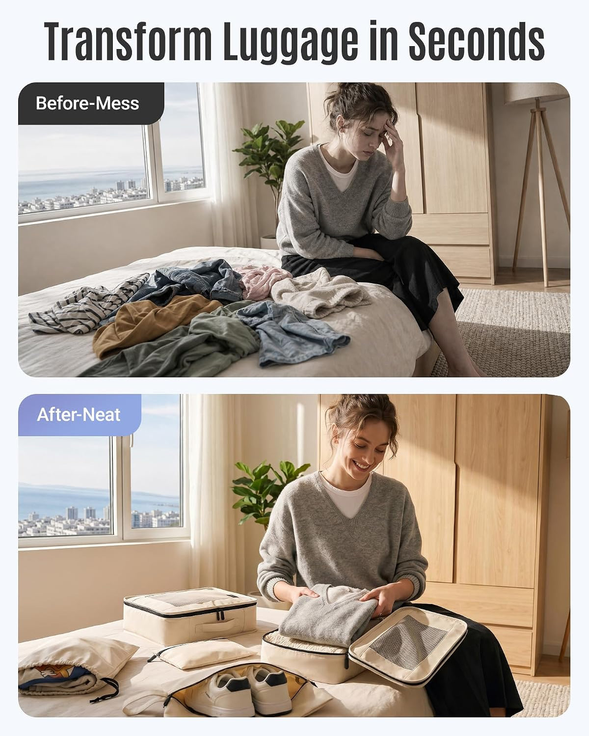 LIGHT FLIGHT 8 Set Packing Cubes for Travel, Cruise Ship Travel Essentials