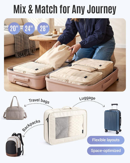 LIGHT FLIGHT 8 Set Packing Cubes for Travel, Cruise Ship Travel Essentials