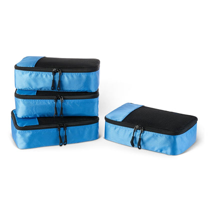 Amazon Essentials 4-Piece Packing Cubes Travel Accessories Set, Luggage Organizer, Suitcase Organizer with Double Zipper, Mesh Top, Space-Saving, Large, Gray (Previously Amazon Basics)
