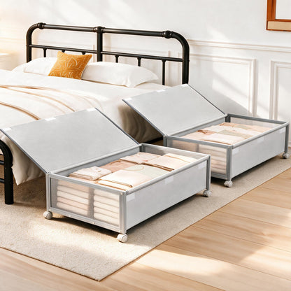 Fokyfok 2Pack Under Bed Storage Containers,12 inch Height,31 inch Long