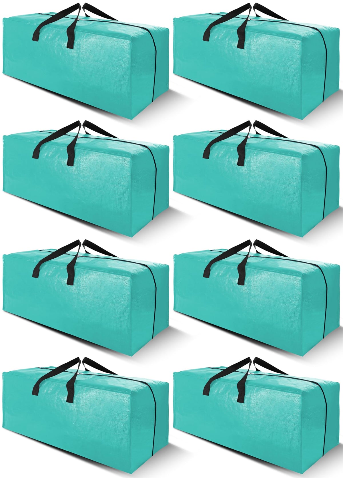 Cosy Family 8 Pack Heavy Duty Extra Large Moving Bags with Backpack Straps - Strong Handles & Zippers, Storage Totes For Space Saving, Fold Flat, Alternative to Moving Box (Set of 8, Blue)