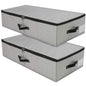 Under Bed Storage Bins with Lids, Closet Organizers, Foldable Under-bed Storage Baskets for Sheets, Clothes, Quilts, Sweaters, Wrapping Paper, 29x15x7inch, Black Gray, 2PCS